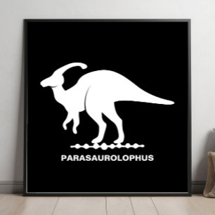 Póster Silueta de dinosaurio Parasaurolophus
