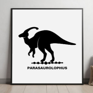Póster Silueta de dinosaurio Parasaurolophus