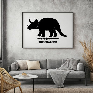 Póster Silueta de dinosaurio Triceratops