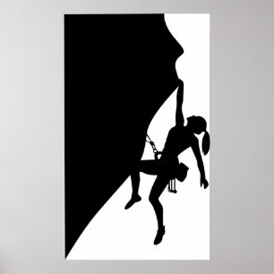 Póster Silueta de escalada de rock