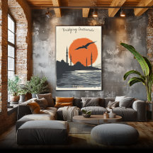 Silueta de Estambul al Atardecer - Horizonte Minim