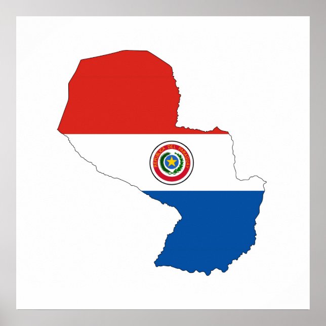 Póster silueta de forma de mapa de bandera de paraguay (Frente)
