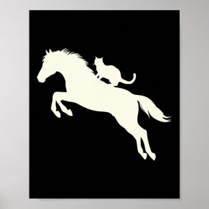 Póster Silueta De Gato De Caballo Para Amantes De Los Ani