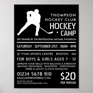 Póster Silueta de hockey, publicidad en el campamento de 