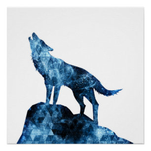 Póster Silueta de humo brillante azul de Wolf
