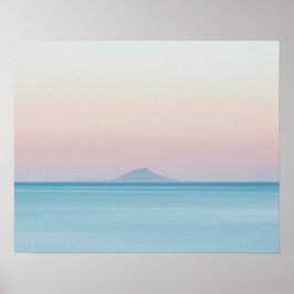 Póster Silueta de la isla en el horizonte al atardecer