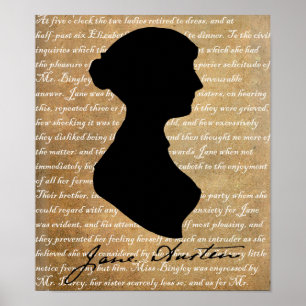 Póster Silueta de la página de Jane Austen
