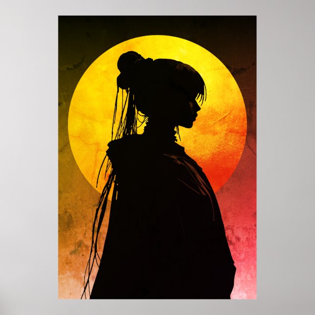 Póster Silueta de Luna Mística – Anime Elegante (Frente)
