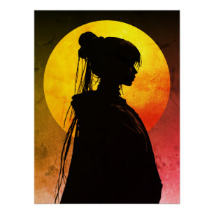 Póster Silueta de Luna Mística – Anime Elegante