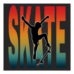 Póster Silueta de monopatín de skateboarding