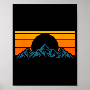 Póster Silueta de montaña retro