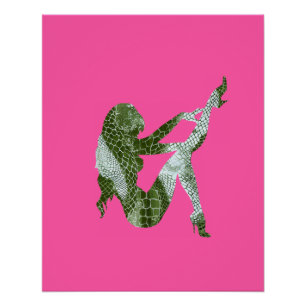 Póster Silueta de mujer con diseño de piel de serpiente