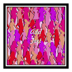 Póster Silueta de mujeres rosadas