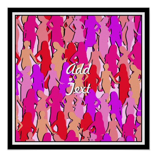Póster Silueta de mujeres rosadas (Anverso)