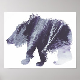 Póster Silueta de oso perezoso abstracto