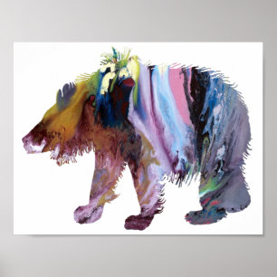 Póster Silueta de oso perezoso abstracto