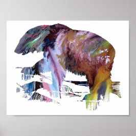 Póster Silueta de oso polar abstracto