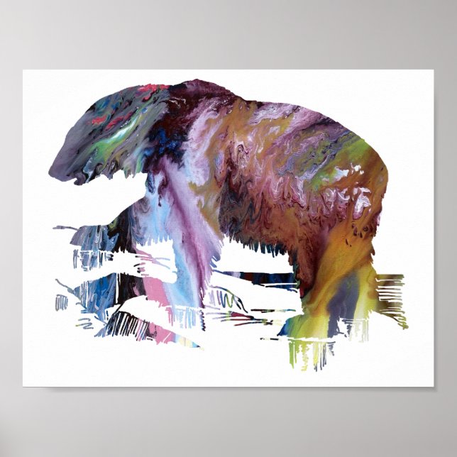 Póster Silueta de oso polar abstracto (Frente)