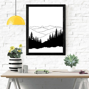 Póster Silueta de pino de montaña
