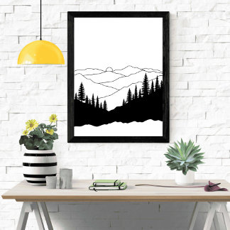 Póster Silueta de pino de montaña