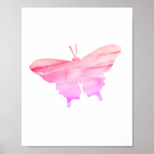 Póster Silueta de pintura de mariposa rosada Naranja