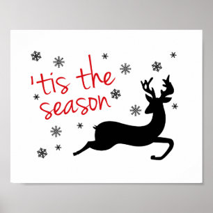 Póster Silueta de Reno Navideña 'Tis The Season Navidad