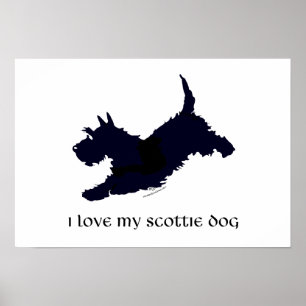 Póster Silueta de Scottish Terrier corriendo