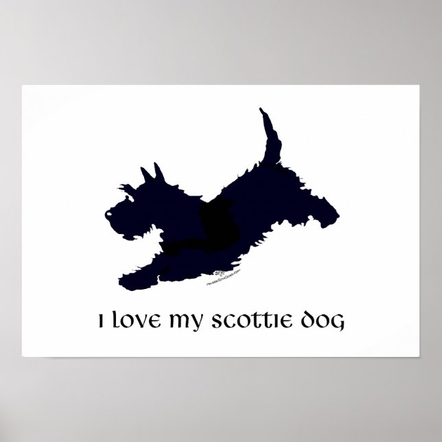 Póster Silueta de Scottish Terrier corriendo (Frente)