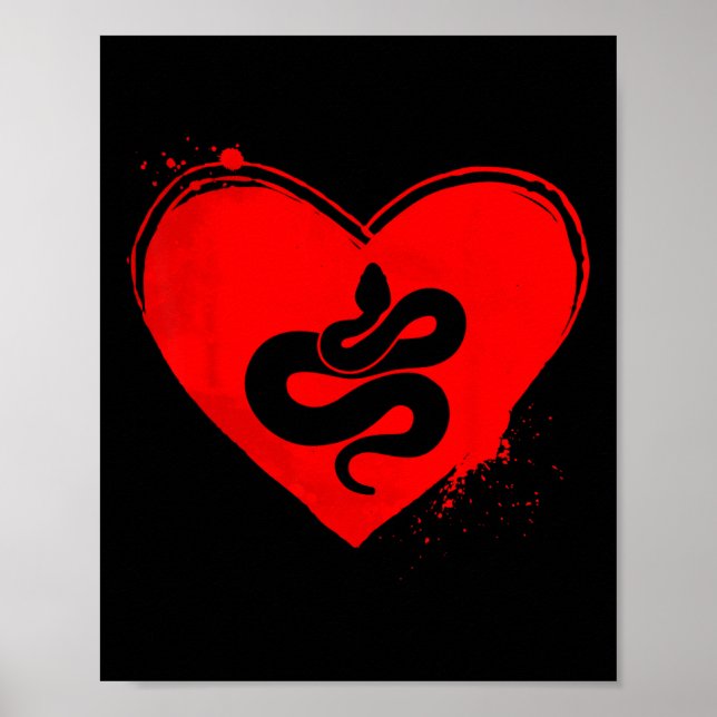 Póster Silueta de serpiente en forma de corazón San Valen (Frente)