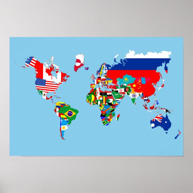 Póster silueta de símbolo de bandera de país del mapa del (Frente)