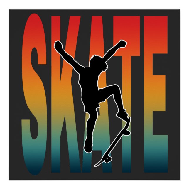 Póster Silueta de Skate Skateboarding (Anverso)