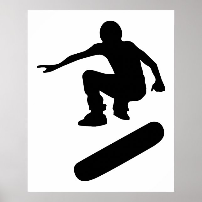 Póster silueta de skateboarder (Frente)