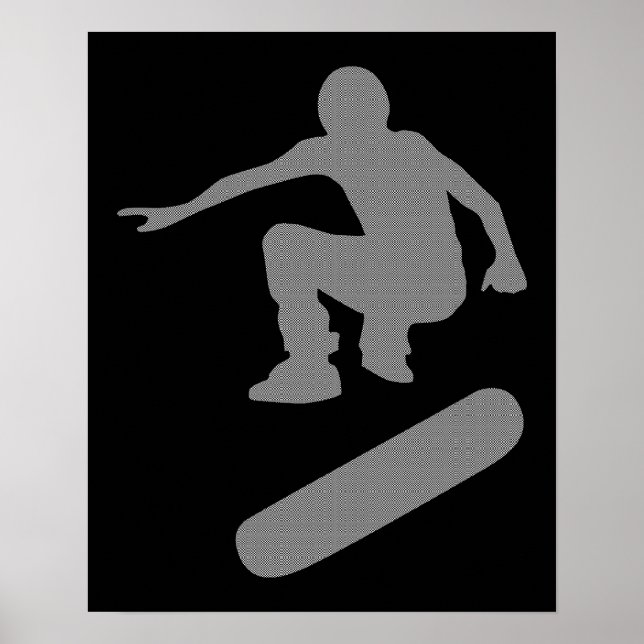 Póster silueta de skateboarder (Frente)