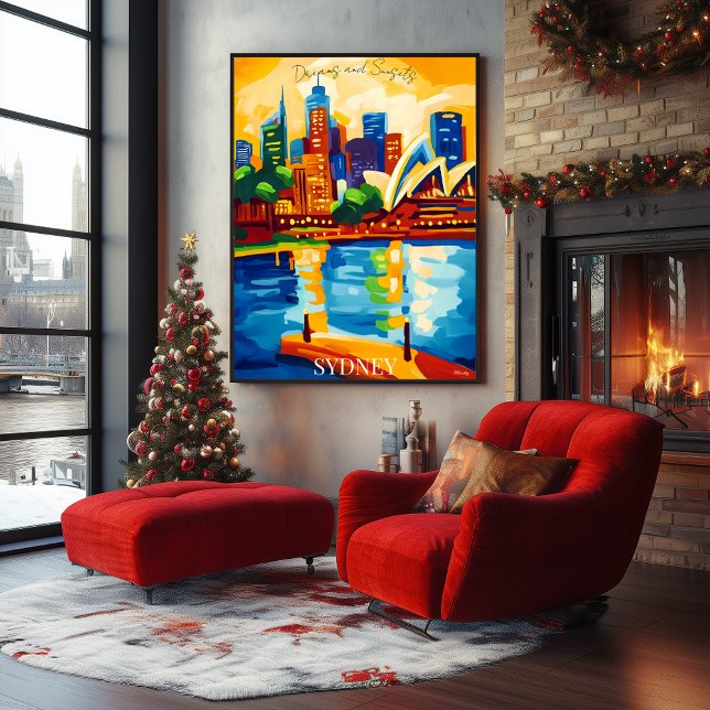 Póster Silueta de Sydney con Casa de la Ópera Abstracto F (Subido por el creador)