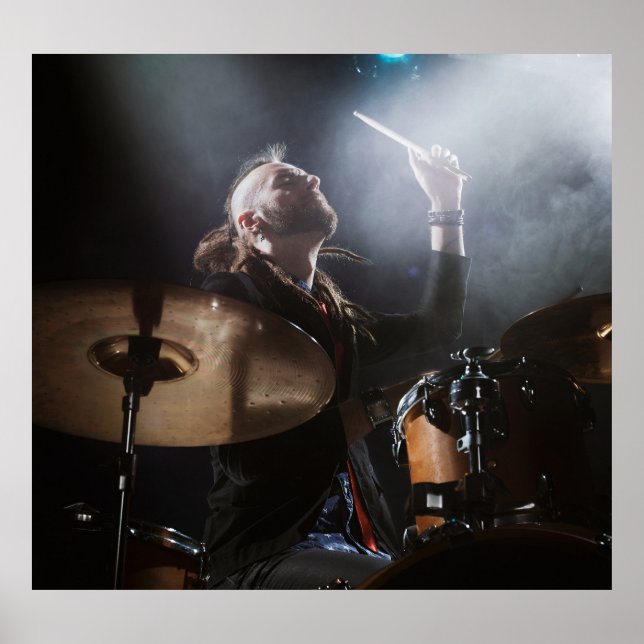 Póster Silueta de tambor, ajuste de escenario oscuro (Frente)