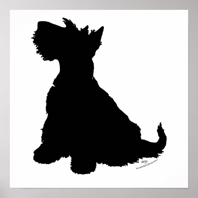 Póster Silueta de Terrier Escocés (Frente)