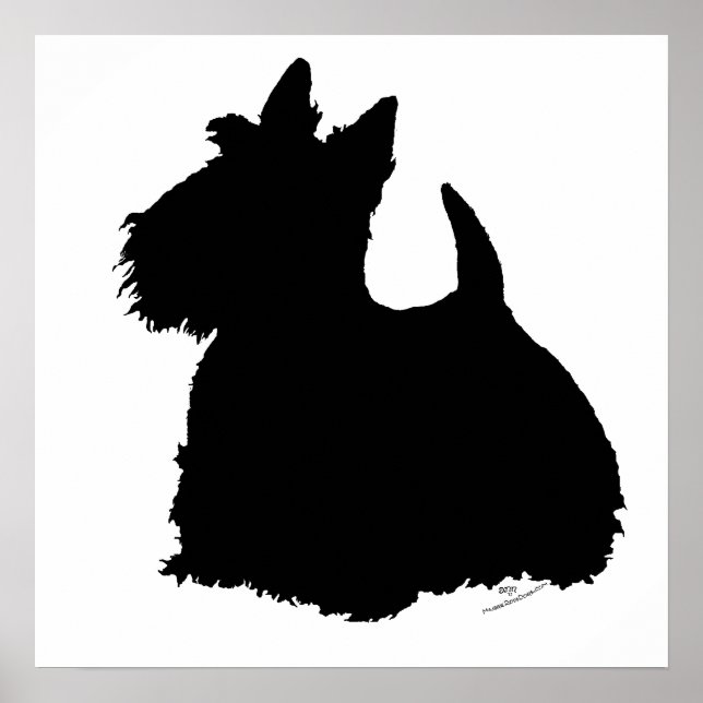 Póster Silueta de Terrier Escocés (Frente)