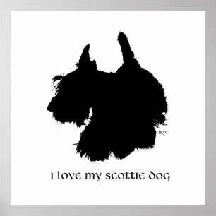 Póster Silueta de Terrier Escocés