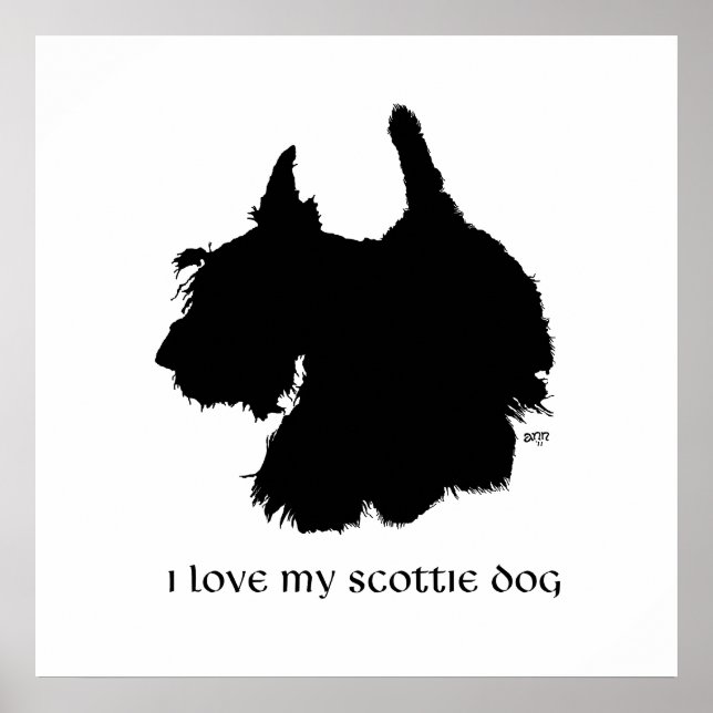 Póster Silueta de Terrier Escocés (Frente)