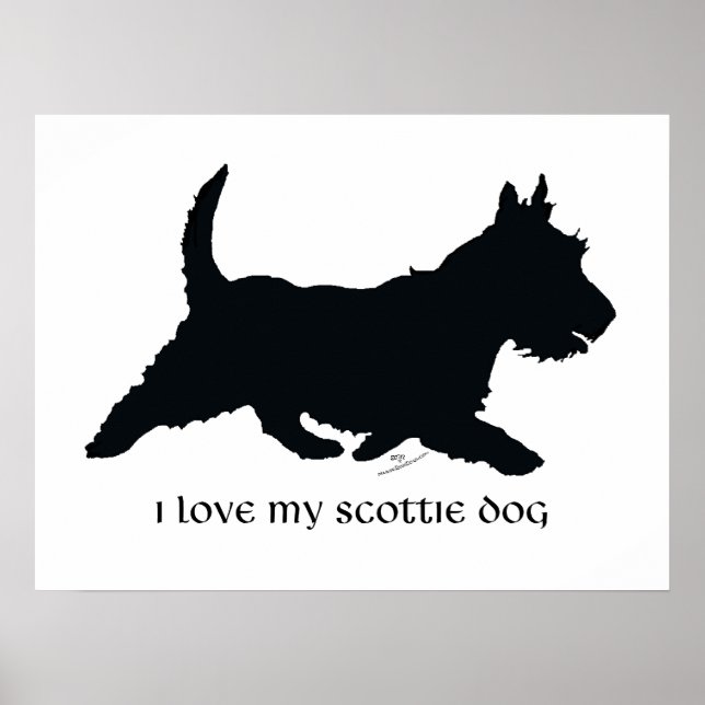 Póster Silueta de Terrier Escocés Corriendo (Frente)