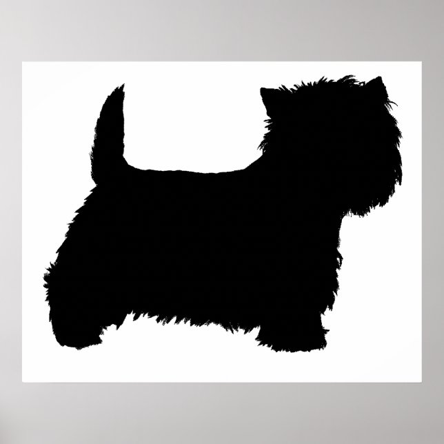 Póster Silueta de Terrier West Highland Blanco (Frente)