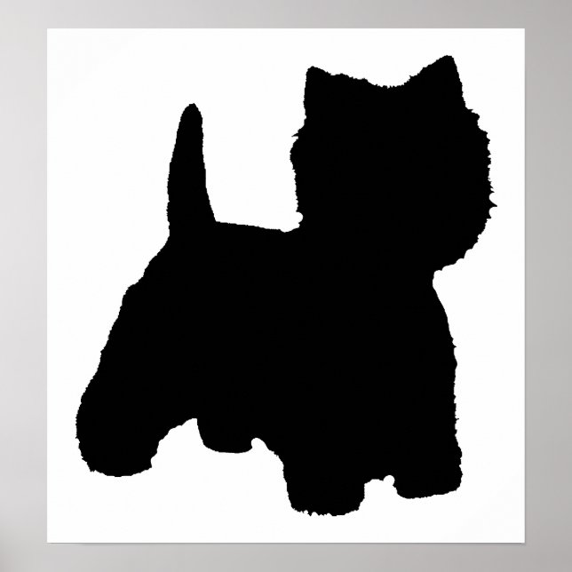 Póster Silueta de Terrier West Highland Blanco (Frente)