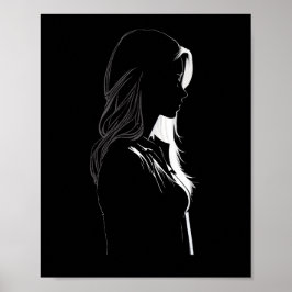 Póster Silueta de un chica con luz y sombra