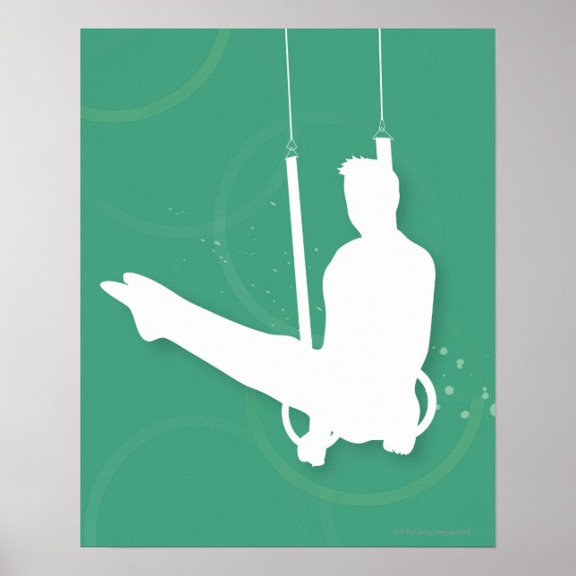 Póster Silueta de un hombre que interpreta gimnasia (Frente)