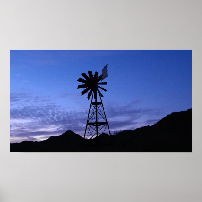 Póster silueta de un molino de viento (Frente)