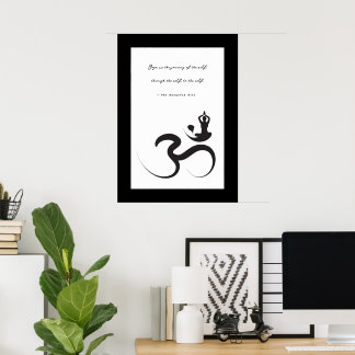 Póster Silueta de yoga negro Om Ohm Zen Poster espiritual