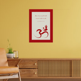 Póster Silueta De Yoga Rojo Om Ohm Zen Poster Espiritual