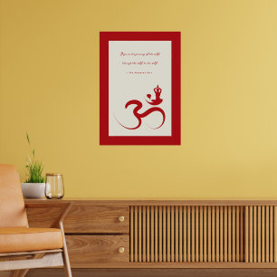 Póster Silueta De Yoga Rojo Om Ohm Zen Poster Espiritual