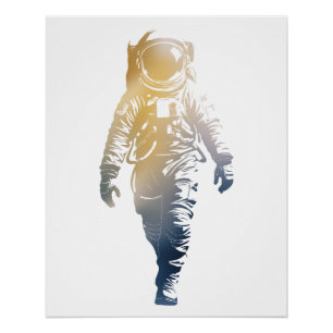 Póster Silueta del desafío de descubrimiento del astronau
