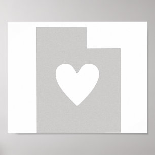 Póster Silueta del estado de Utah del corazón